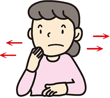 下あごを左右に動かしながら、つばを飲む